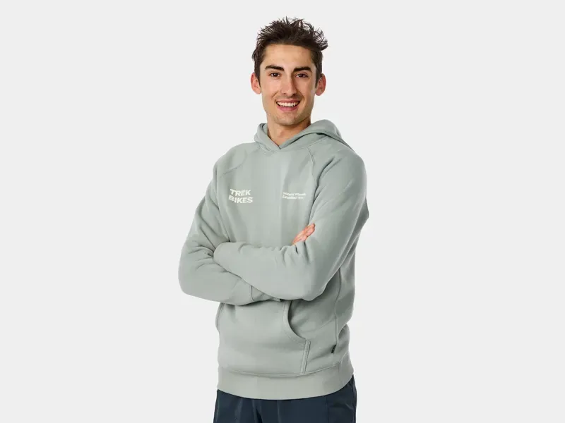 Trek Right Stacked Unisex Hoodie in Sage Gray