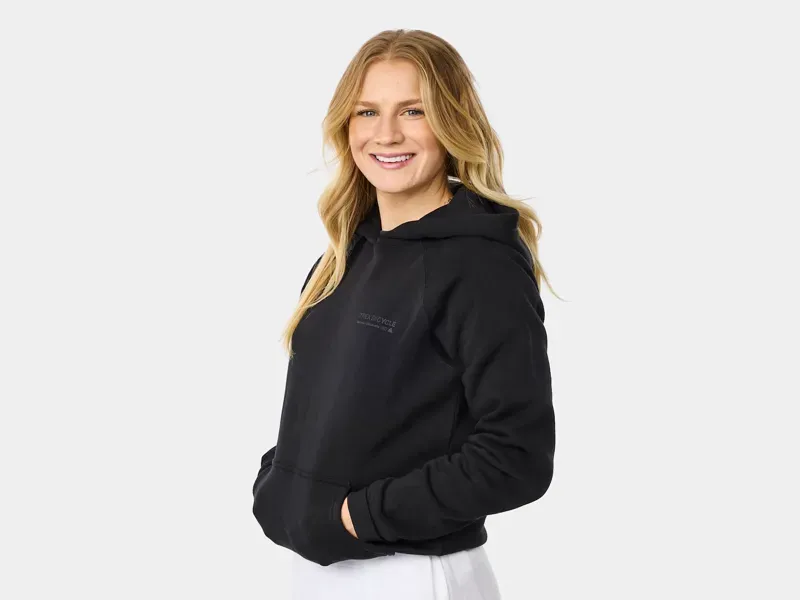 Trek Left Stacked Unisex Hoodie in Black
