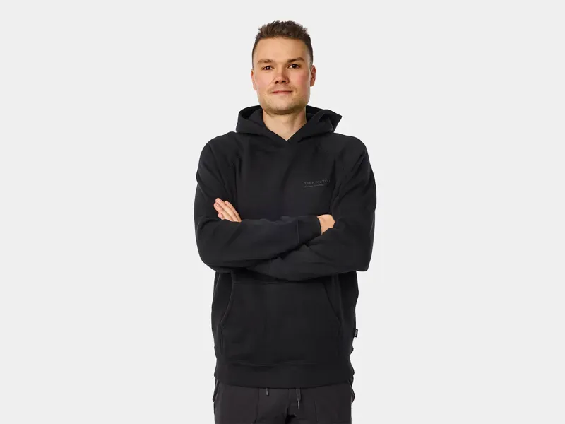 Trek Left Stacked Unisex Hoodie in Black-1